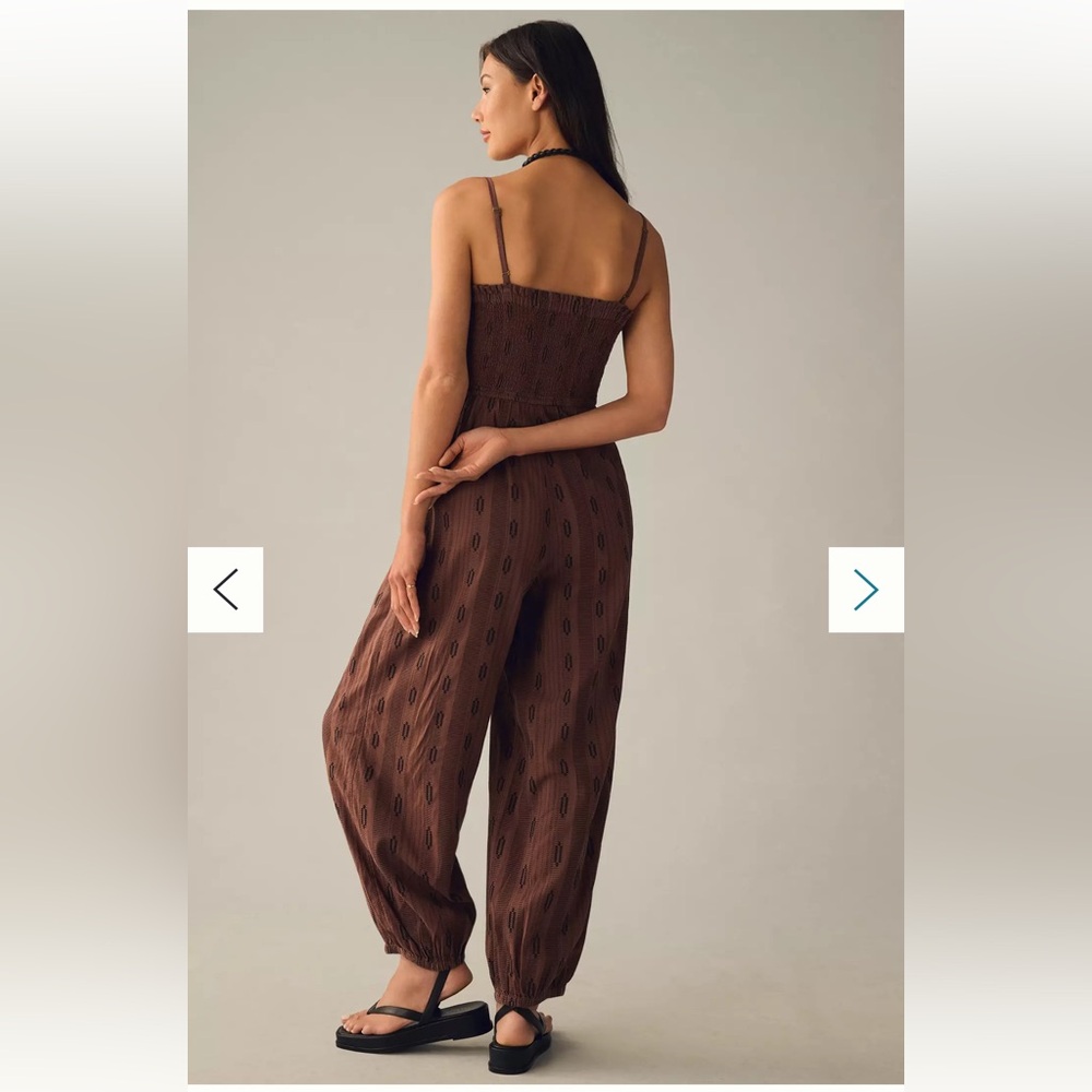 By Anthropologie Balloon-Leg Jumpsuit - Brown Pattern. Tore Out Itchy Tag😀 - Picture 5 of 9
